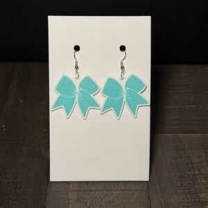Teal Bow Earrings